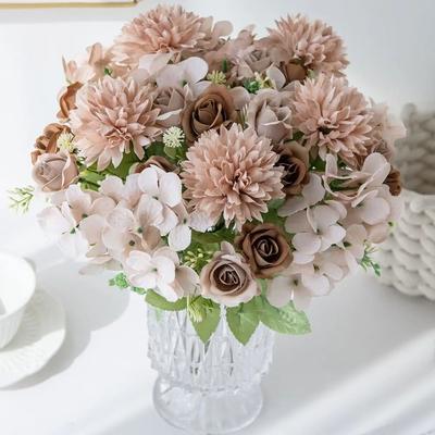 Schöne Chrysantheme Künstliche Rose Blume Hochzeitskranz DIY Simulierte Blumen Bunte Seidenhortensie Hochzeitsarrangements