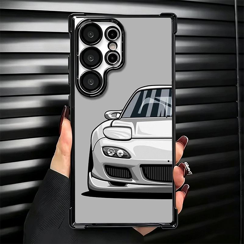 Simple Japanese Sports Cars Pattern Plating Phone Case For Samsung Galaxy S24 S25 FE S26 Edge S23 Ultra S22 S21 Plus S20 Anti-Fa