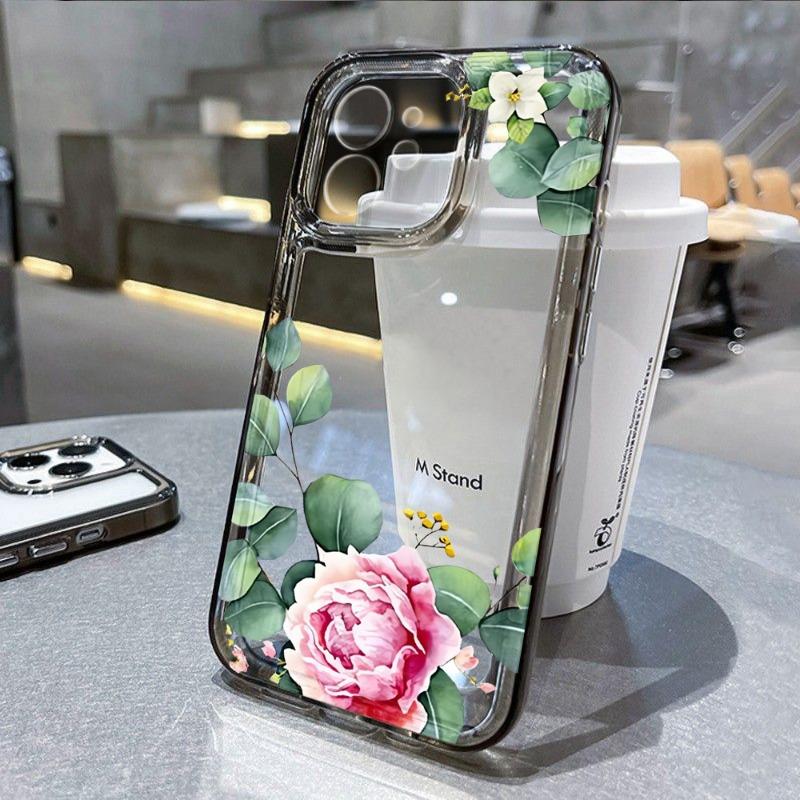 Cute Art Flower Phone Case For iPhone 16 15 14 13 12 11 Pro Max Mini X XS XR SE 7 8 Plus Shockproof Non-Slip Soft Cover Fundas