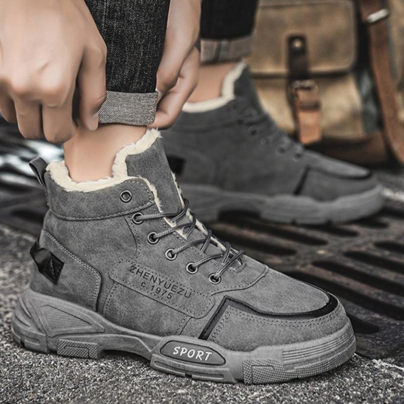 Men's Winter Boots Outdoor Plush Warm Snow Boots Winter New High-top Cotton Shoes Non-slip Platform Boots for Men Ankle Booties