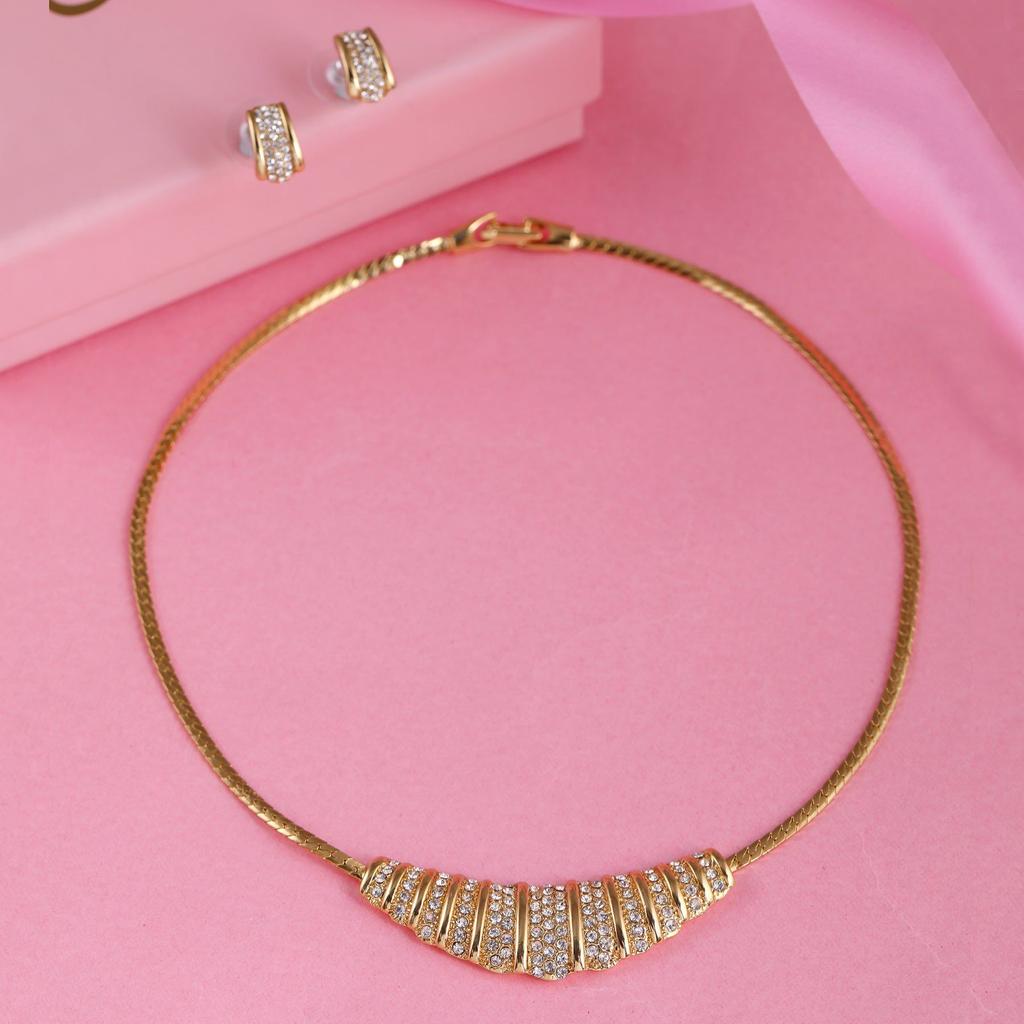 Estele Contemporary AD Necklace Set with Diamonds