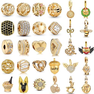 New Gold Plating Bee Family Tree Snake Pine Nuts Charms Beads Fit Original Pendant Bracelet Diy Fashion Woman Jewelry