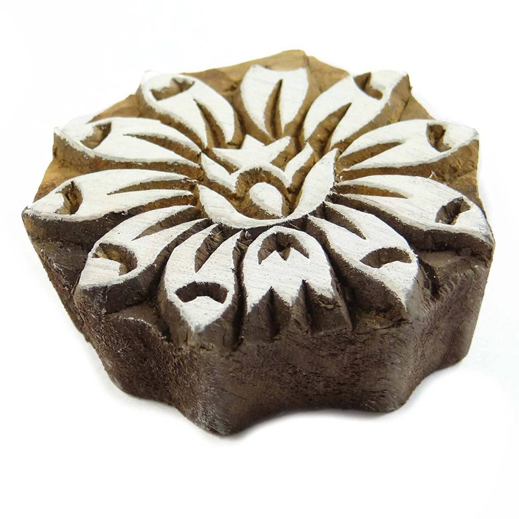 Star Indian Wood Block Art Handcarved Printing Block Textile Stamp