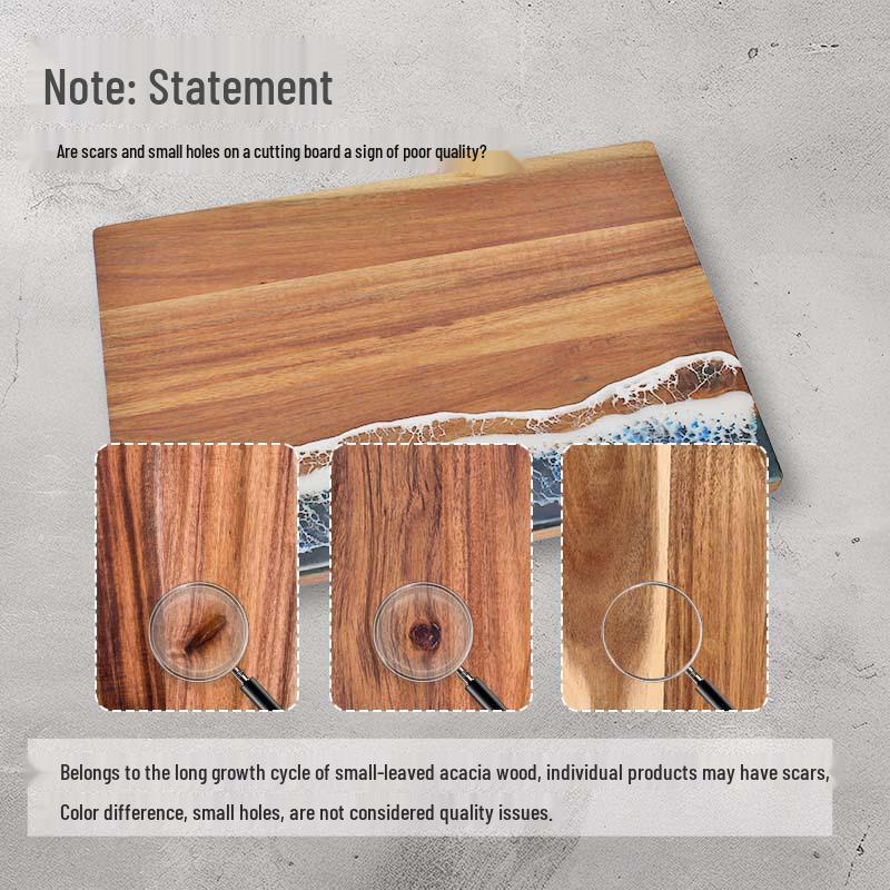 Acacia Wood Cutting Board with Resin Inlay - River Beach Pattern Chopping Board.