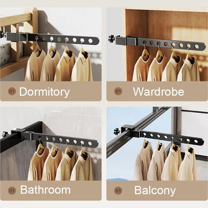 Adjustable Window Frame Drying Rack Wall Mounted Clothes Hanger For Outdoor Bathroom SpaceSaving Aluminum Clothes Organization