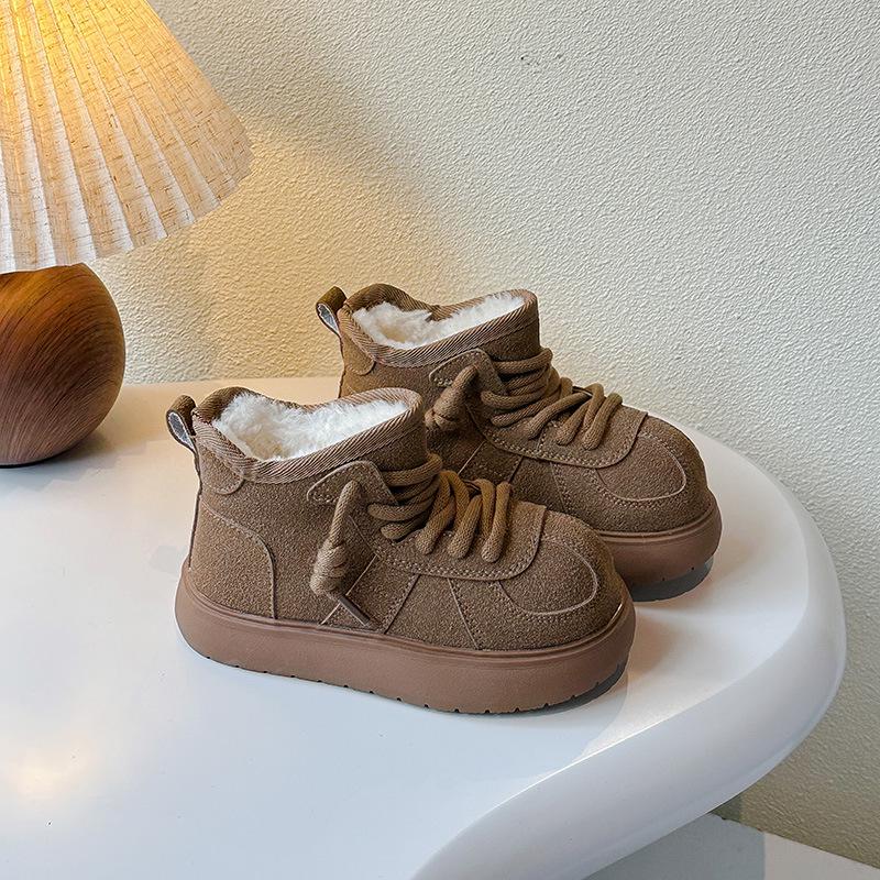 Zimní plyšové zateplené dětské sněhule 2025 - Teplé, univerzální, protiskluzové, bavlněné boty s měkkou podrážkou
