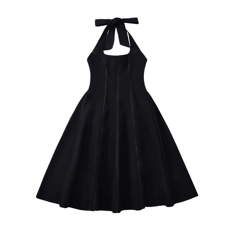 

Kaslead New Arrival Women s Fashion Style Fashion Minimalist Temperament Mesh Slim Fit Patchwork Dress Long Dress Black L