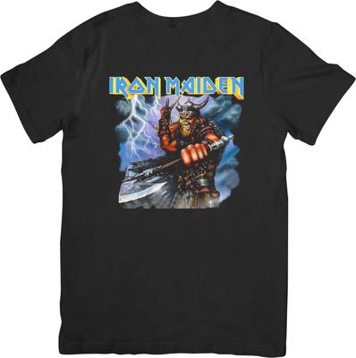 Camiseta de Algodão de Qualidade Iron Maiden Music Ajuste Unissex para Homens e Mulheres Preta