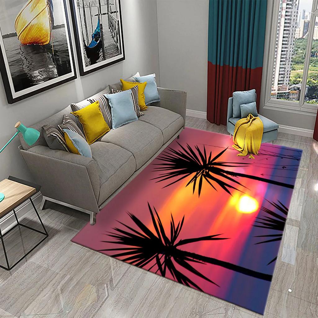 3D Colorful Cartoon Sunrise Carpet for Bathroom Entrance Non-Slip Mat Kitchen Living Room Kids Bedroom Decor Floor Carpet Rugs
