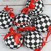 12pcs 6cm Xmas Tree Balls with Bow Christmas  Baubles Decorations Lattice Christmas Ball  New Year