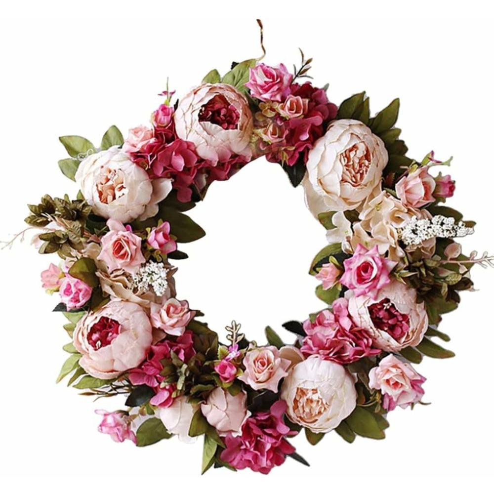 Artificial Peony Wreath Garland Rattan Home Decor Wedding Wreath Flower Home Door Decoration Wedding Centerpieces for Tables