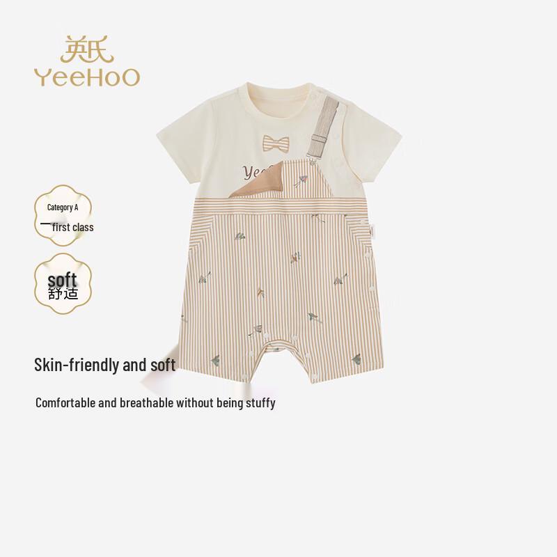 YEEHOO Baby Boy Summer Faux Two-Piece Short-Sleeve Romper 90