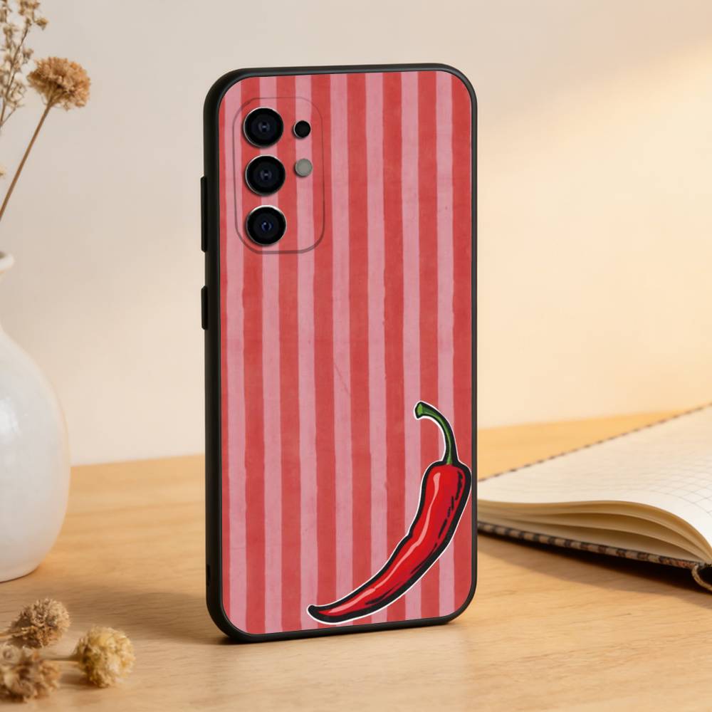 Chili Red Phone Case For Samsung S25,S24,S21,S22,S23,S30,Ultra,S20,Plus,Fe,Lite,Note,10,Black Cover