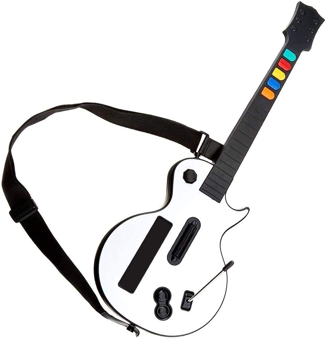 

White Wii Guitar Controller with Strap for Hero and Rock Band Wireless Electric Guitar and Game Controller