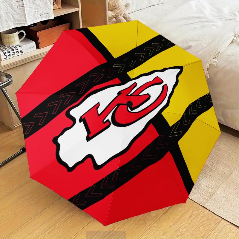 Kansas City Chiefs Logo Umbrella Folding Umbrella, Automatic Umbrella 8-Frame for Travel, Camping Use Gift for Halloween Christmas