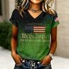 Women's V-Neck Short Sleeve T-Shirt - Anniversary 1776-2026 Letter Print, Casual Summer Top Tee
