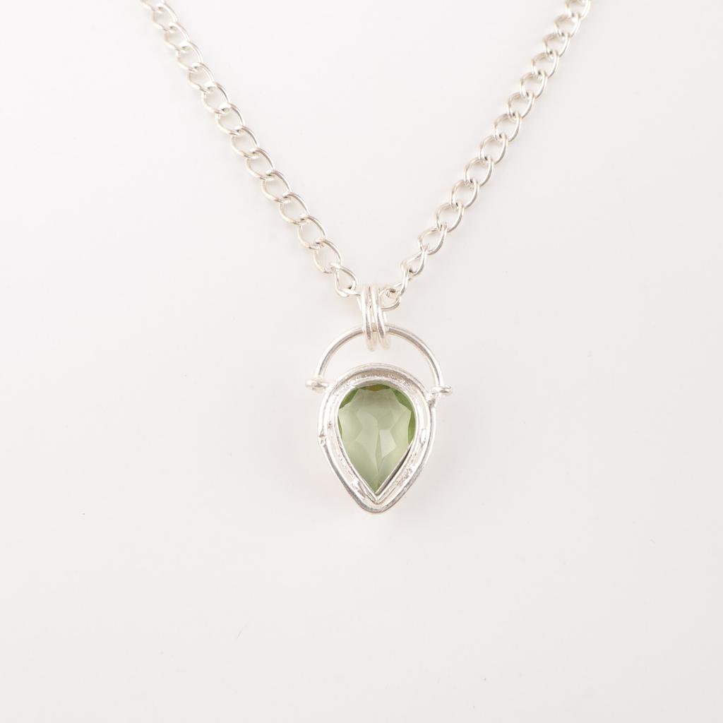 Green Amethyst Gemstone 925 Sterling Silver Handmade Gift Jewelry Pendant 1.01" PP-56-10