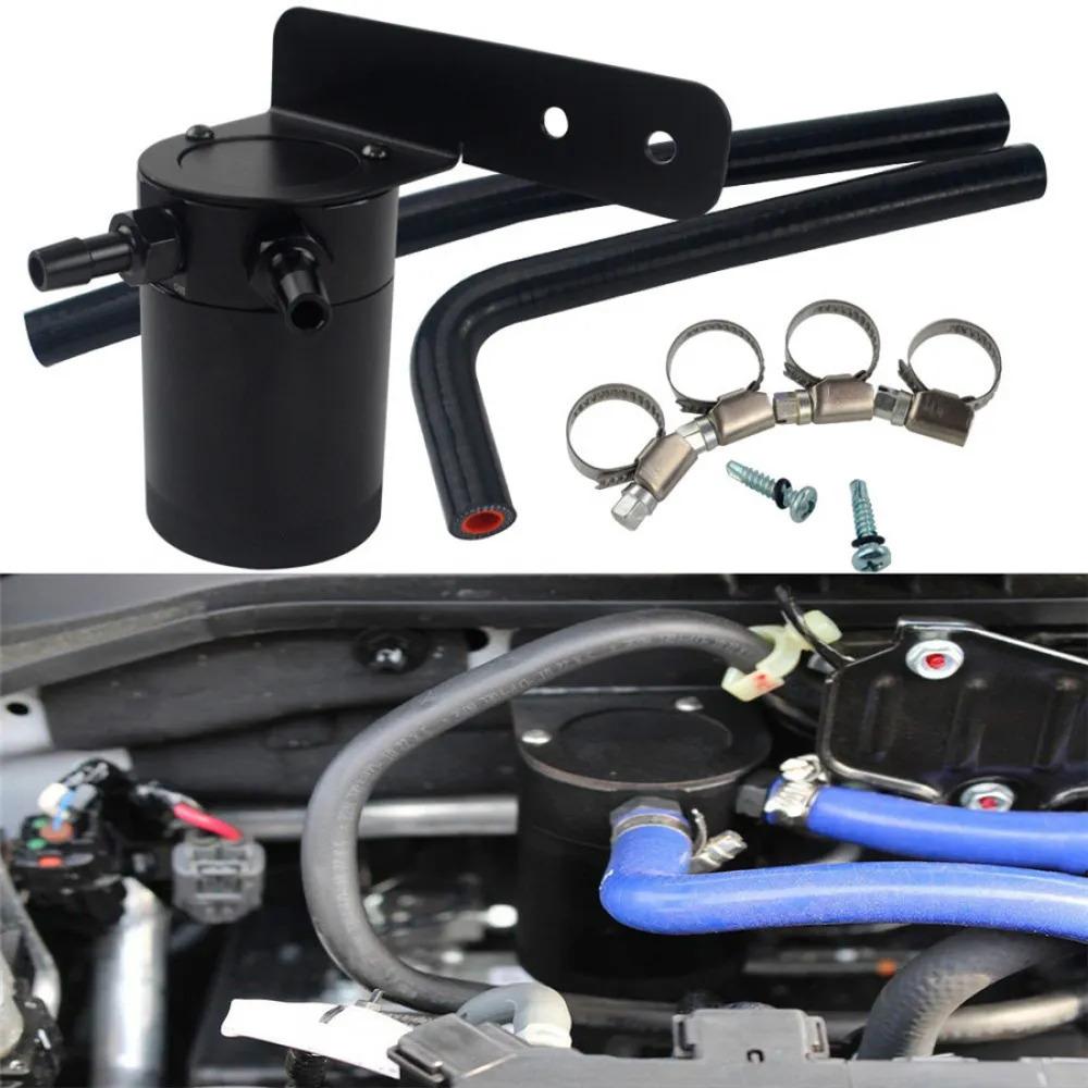 Oil Catch Can Tank / Air-Oil Separator Kit For Honda Civic 16-17 Black With Hose