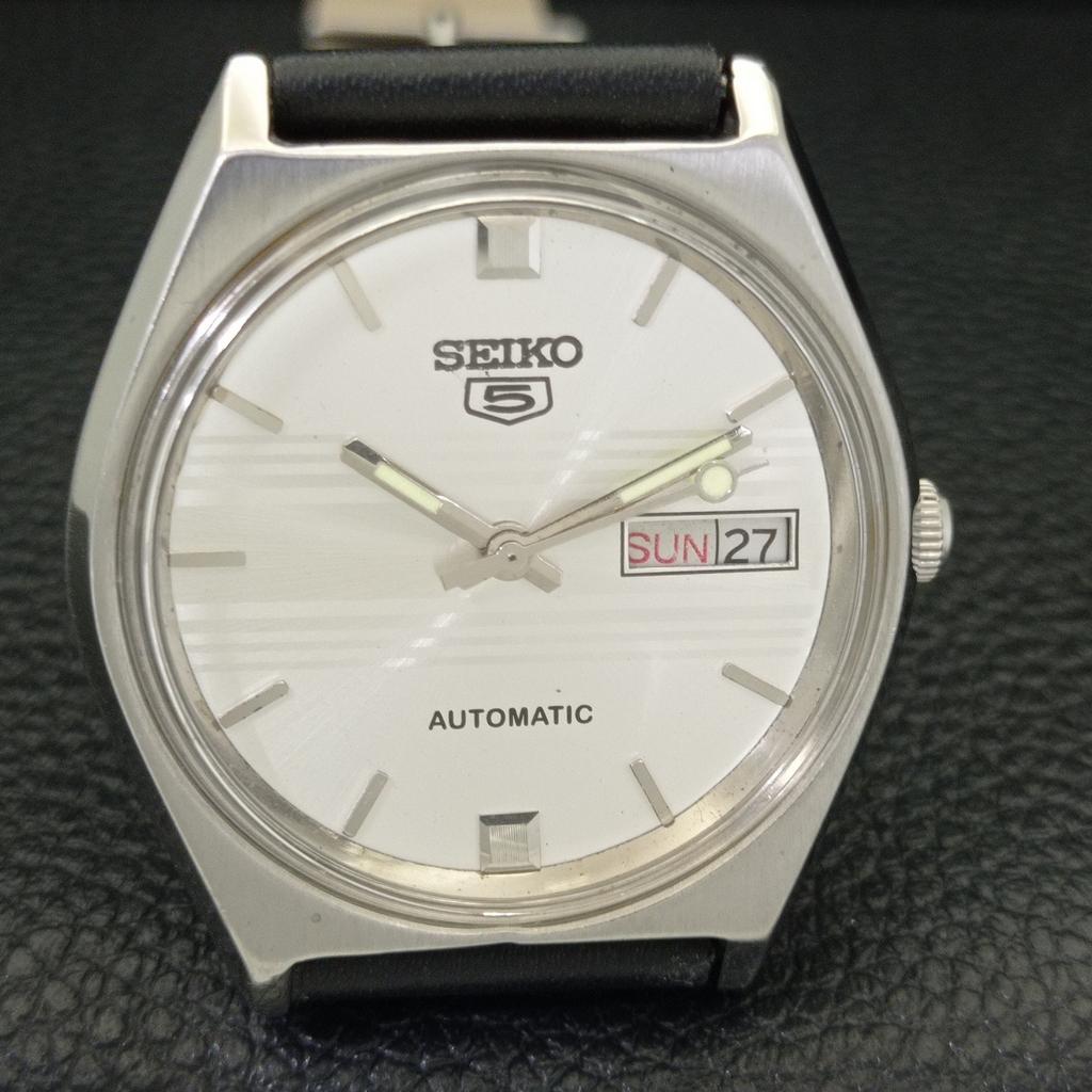 JAPAN VINTAGE SEIKO 5 AUTOMATIC 6309A MENS SILVER COLOR DIAL WATCH a701555-5 R206b-a701555