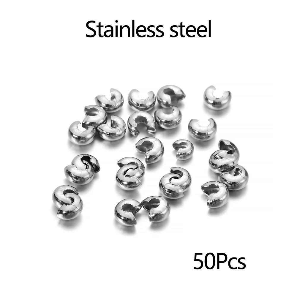 50-100pcs 3 4 5 Mm Gold Crimp Round Covers End Beads Bracelet Necklace Stopper Spacer Beads For DIY Jewelry Making Accessories