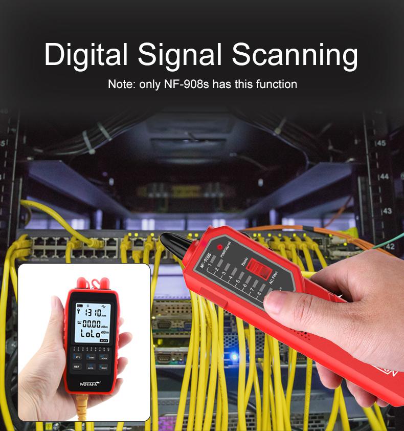 Noyafa Mini Optical Power Meter NF-908S Visual Fault Locator RJ45 Cable Red Light Function Dual-mode Lead Finder LED Function