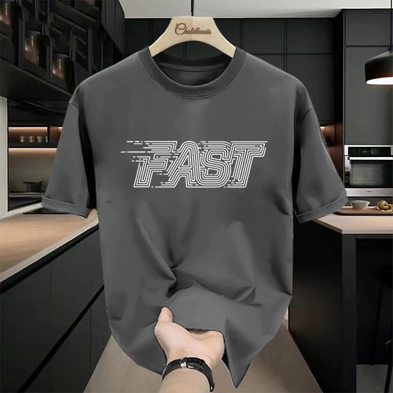 

Мужская футболка с коротким рукавом из чистого хлопка 2025 лето новая парная одежда круглый вырез однотонная свободная с ощущением прохлады чисто белая футболка с коротким рукавом 3XL