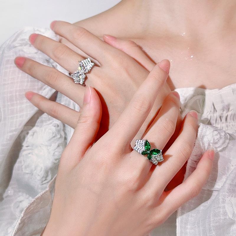 Jewelry Rings Accessories Butterfly Shaped Design Full Micro Inlaid Fashion High-end Sense Versatile Women's
