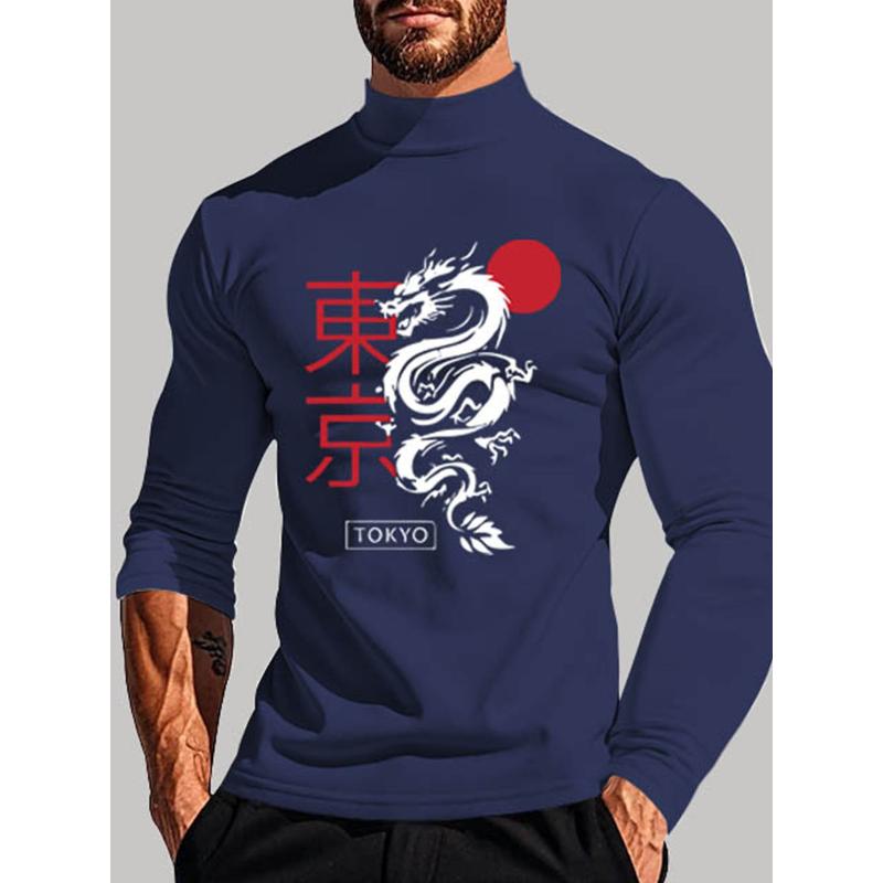 Men s Mock Neck Long Sleeve, Polyester Quick-Dry & Suitable for Casual Streetwear S