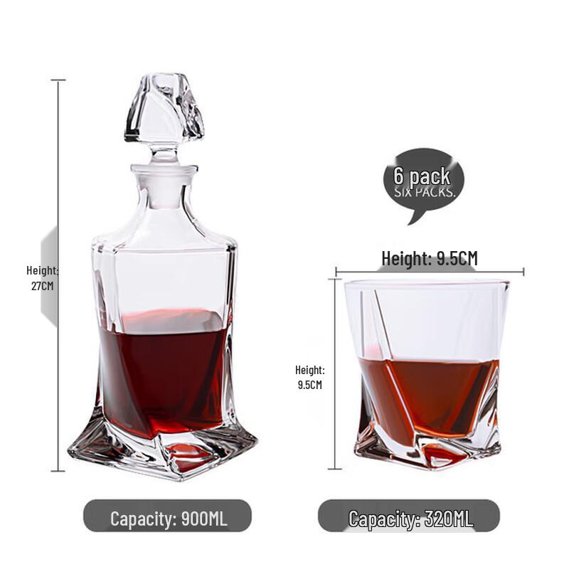 7-Piece European Crystal Whiskey Decanter & Glass Set