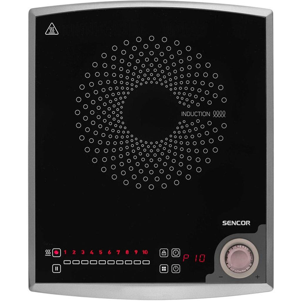Plaque de cuisson à induction Sencor SCP 3414GY - 1 foyer - Commandes tactiles - 10 niveaux - Compacte - 2000 W - Noire