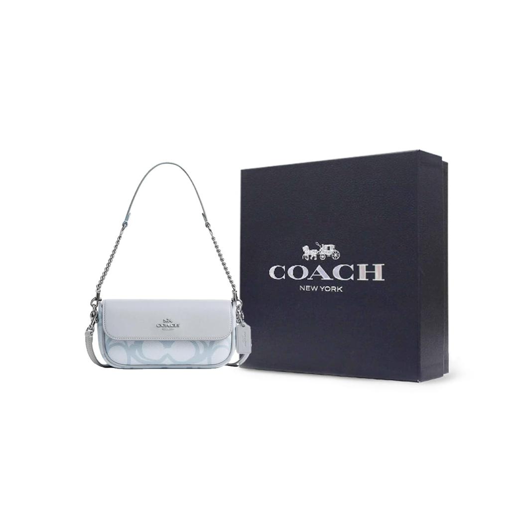 COACH Hailey Coated Canvas With Leather Crossbody Bag, Shoulder Bag Small Women's Blue CBJ18-SVNB9