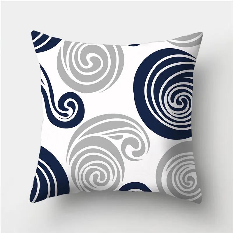 Sofa Cushion Pillow Home Decor Pillowcase Geometric  Cover Blue Grey  Decoration