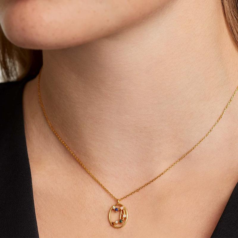New 925 Sterling Silver 12 Constellation Necklace Personality Charm Fashion Style Pendant Choker for Women Fine Jewelry