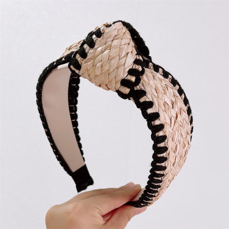 Popular Raffia Knotted Headband Women Ladies Casual Shopping Headpiece Wide Female Hairbands