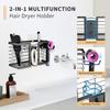 2Pcs Heat-Resistant Hair Tool Organizer, 3-in-1 Metal Wall Mount Holder for Blow Dryer Flat Iron Curling Wand, Bathroom Storage