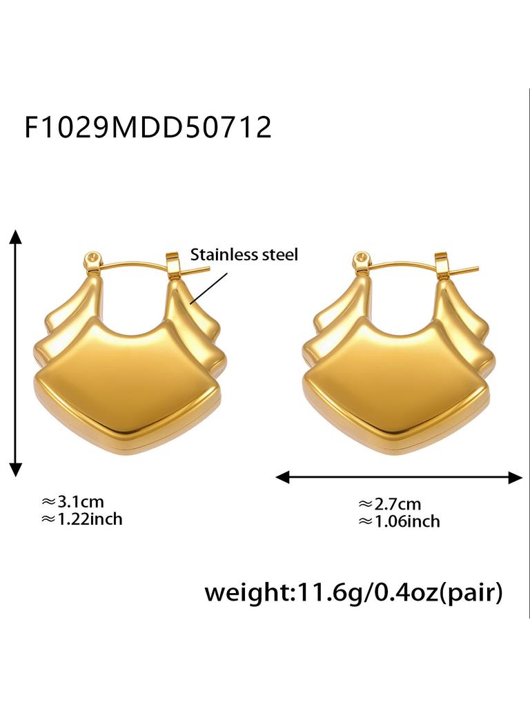 Vintage Grube Kolczyki Koła Ze Stali Nierdzewnej Pokrywane 18k Złotem Wodoodporne Nieścieralne Unikalna Geometria Kolczyk Dla Kobiet