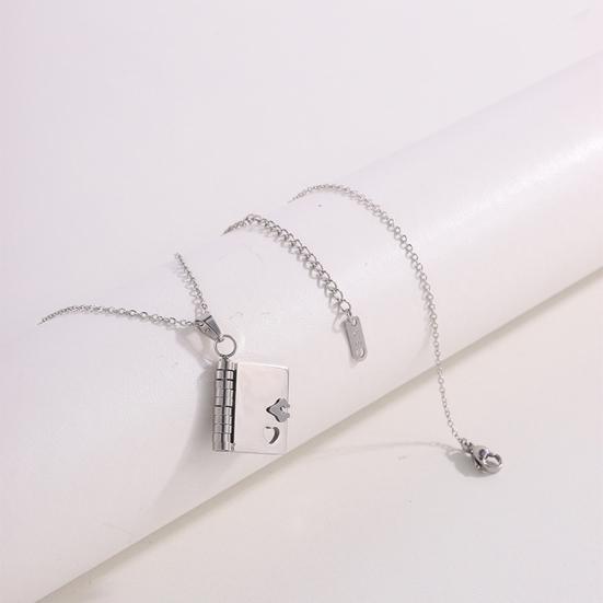 Titanium Steel Book Necklace Openable Mini Book Pendant Necklace Love Book Charm Necklace Jewelry Gift for Her