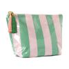 Large Capacity Waterproof PVC Travel Toiletry Bag with Striped Pattern and Tassel Zipper for Makeup Brushes and Accessories Storage Organizer