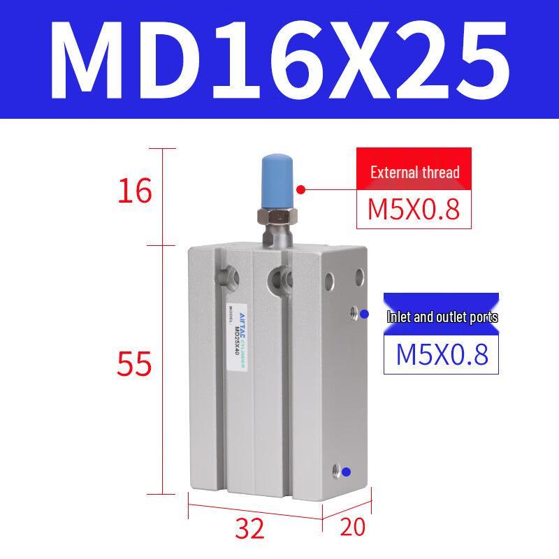 AirTAC Free Installation Multi-Position Pneumatic Cylinder MD16X10/20X15/16X30X40X7