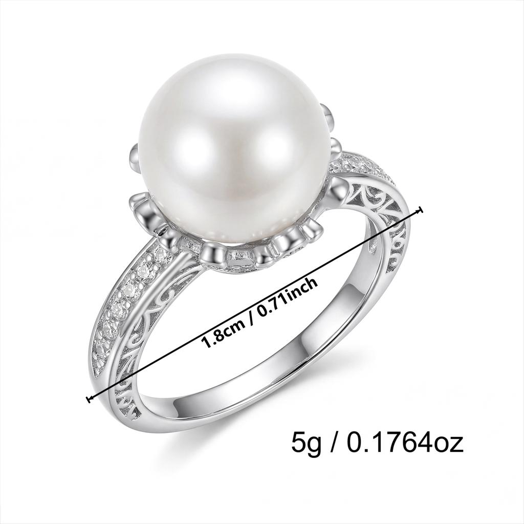 Exquisite Imitation Pearls CZ Rings for Women Light Luxury Cubic Zirconia Rings Fashion Aesthetic Wedding Party Jewelry Gifts