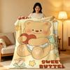 Character B-Butter B-Bear Throw High-Density Short Plush Blanket Soft Skin-Friendly for Sofa Nap Air-Conditioned Room