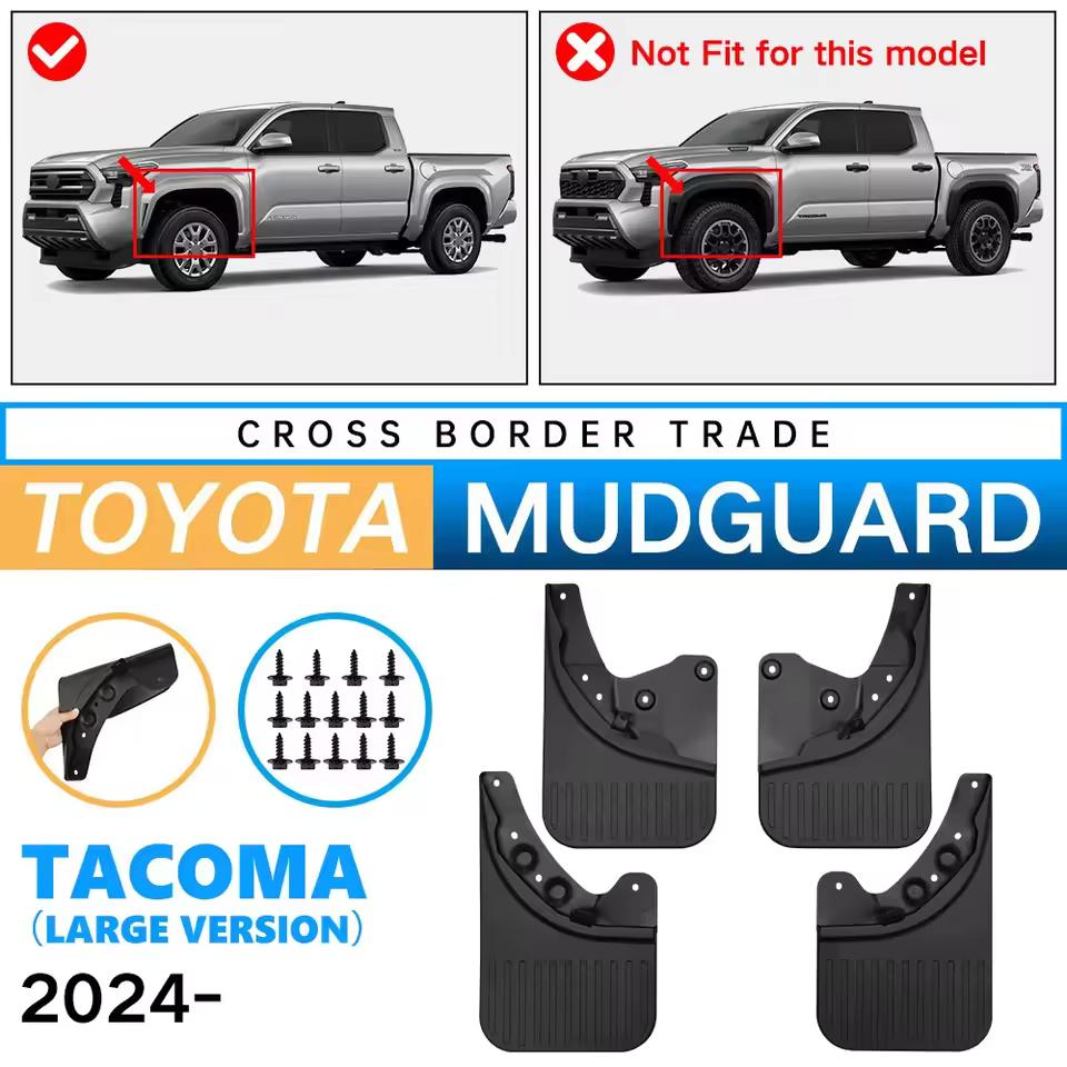 Mudguard for Toyota Tacoma 2024 Large Edition Car Tire Soft Rubber Fender Premium Protection Splash Board Decoration