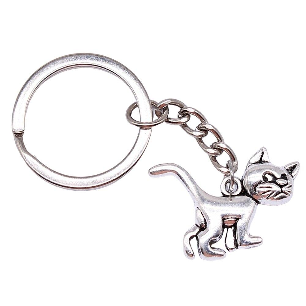 

1 Piece 30x22mm Cat Charms Keychain for Car Keys Boyfriend Gift срібний