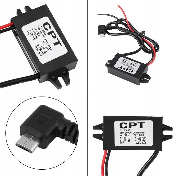 Przetwornica Dc - Napięcia Konwerter 12V-5V 3A Usb Dc-Dc Step-Down
