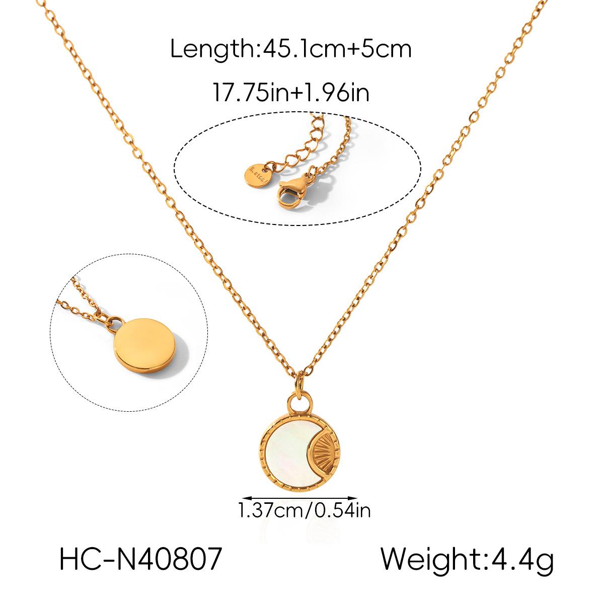 

White Mother-of-Pearl Sun and Moon Necklace, Niche Light Luxury High-end, Non-fading, Versatile Clavicle Chain Jewelry