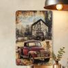 Vintage Truck and Dog Metal Tin Sign - 8x12" 2D Flat Rustic Farmhouse Wall Art, Home Bar Garage Decor
