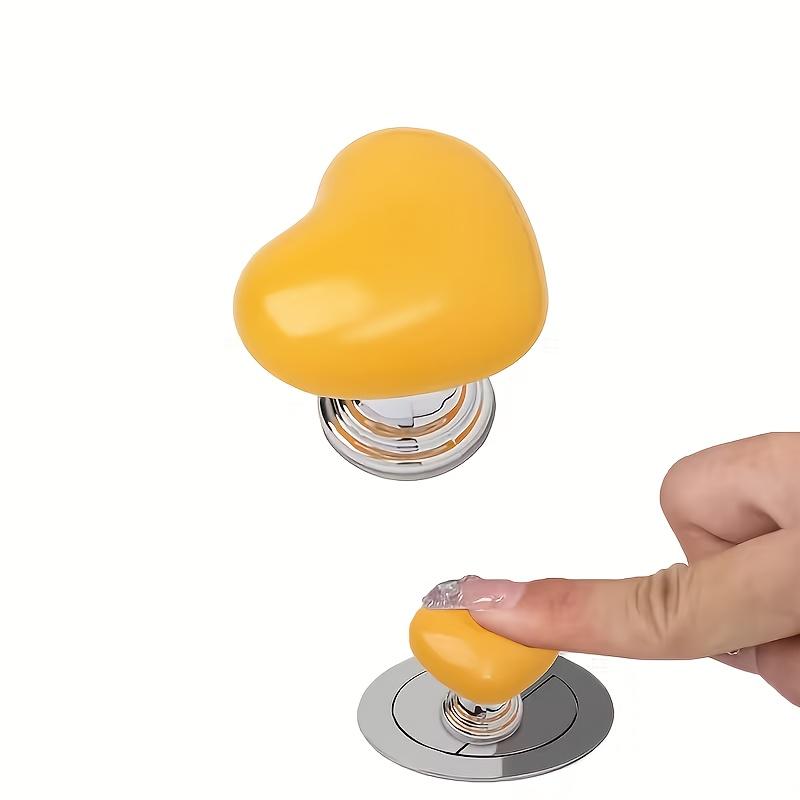 4Pcs Toilet Press Button Topper,Love Heart Shaped Toilet Tank Flusher Top Push Button for Women Long Nail Bathroom Accessories