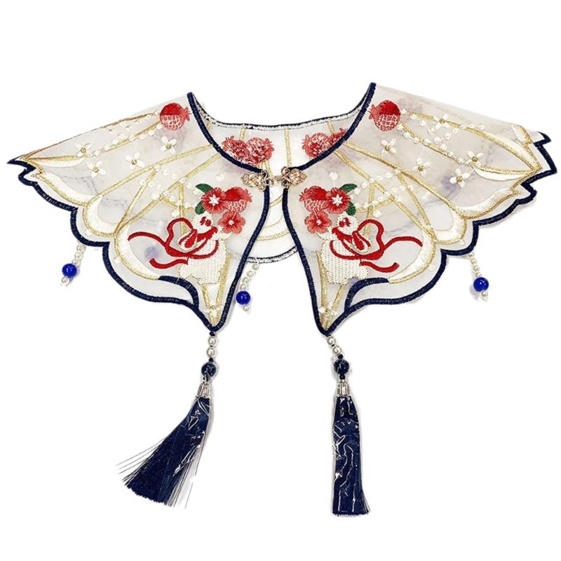 

Hanfu Collar False Collar Yunjian Embroidery Lace Studded Bridal Collar Traditional Chinese Hanfu Yunjian