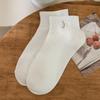 Women's Summer Thin Cartoon Embroidered Bear Low Top Shallow Mouth Non Slip Short Tube Boat Socks