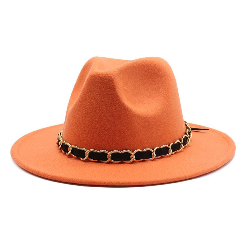 British Jazz Hat Men'S And Women'S Wool Hat Simple Felt Big Eave Hat Tide Flat Edge Hat